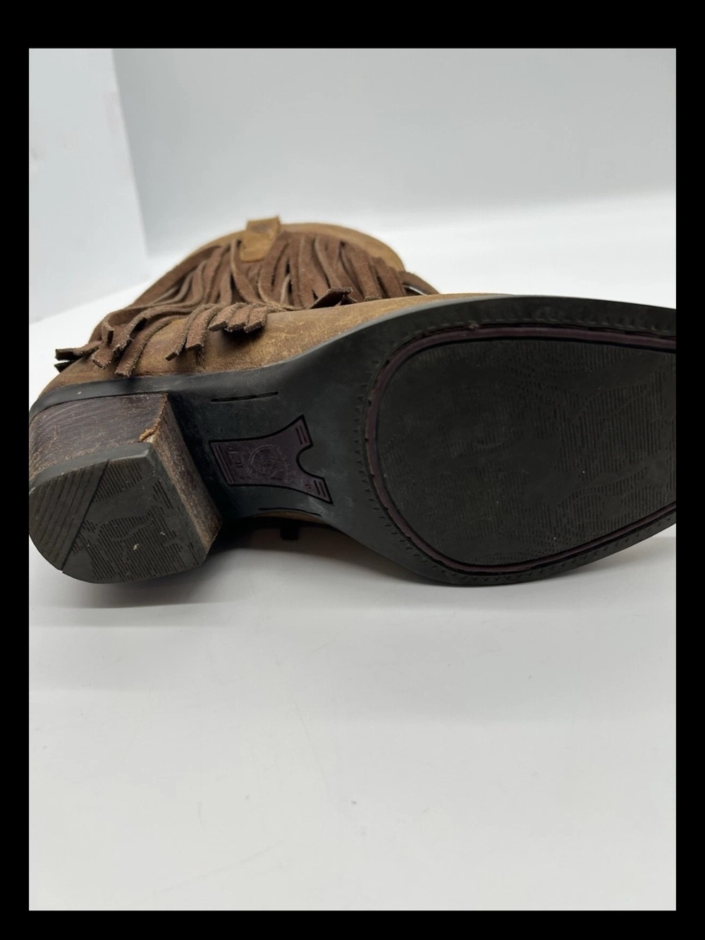 Ariat Gold Rush Brown Suede Fringe Western Boots size 7.5 - Picture 6 of 8